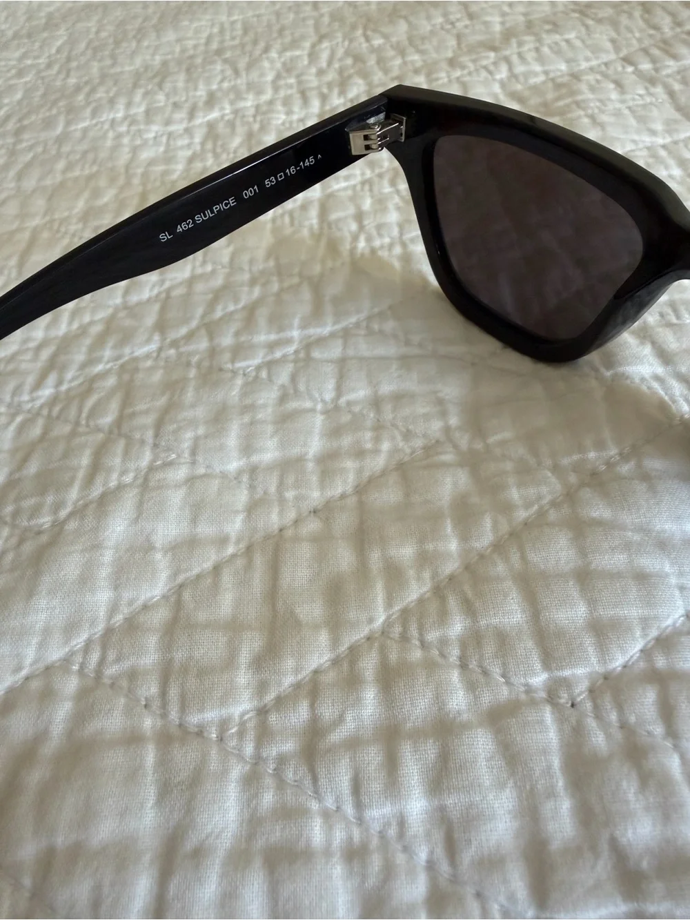 Saint Laurent Black Oversized Square Sunglasses with Gold Accents